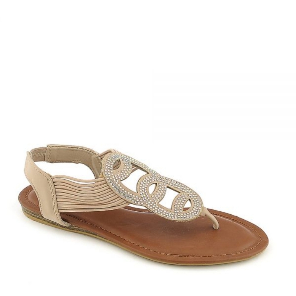 Tan Sandals With Rhinestones NIB